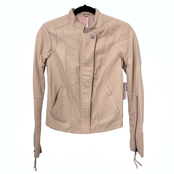 Free People Jackets & Blazers - NWT Free People Solid Light Pink Full Zip Long Sleeve Moto Jacket 2